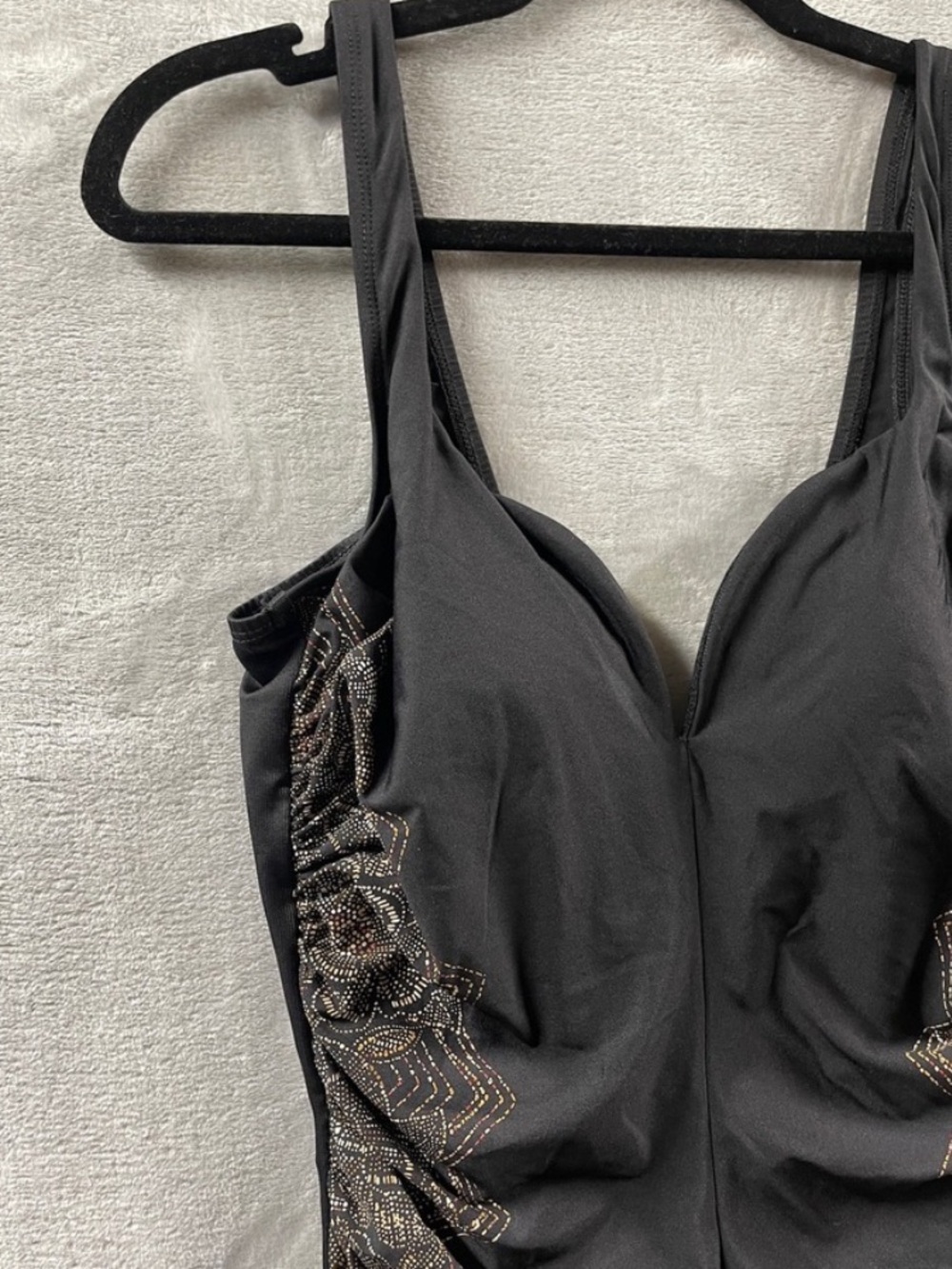 Miraclesuit Black One-Piece Swimsuit with Gold Lace illusion Side Panels - Picture 11 of 12